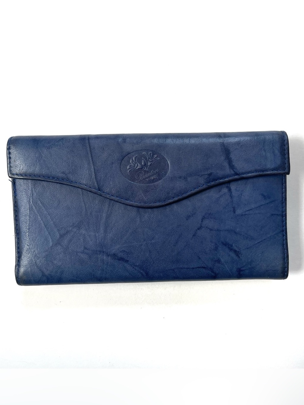 Vintage Buxton Leather Wallet Blue Coin Clasp Bifold Retro 80s 90s